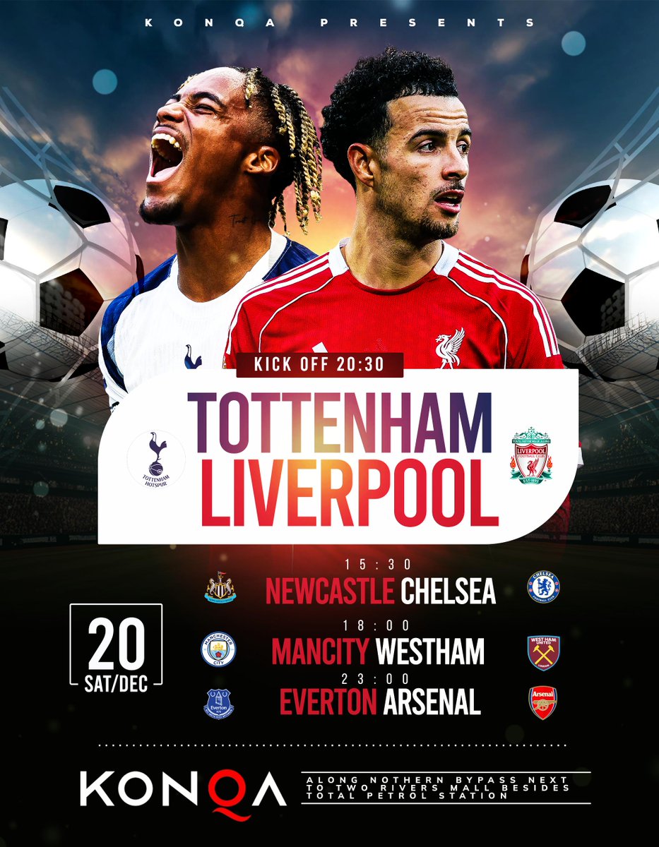 Konqa254's tweet photo. A sports packed weekend. Can Tottenham or Liverpool find their footing once again in the EPL. 
Do you think Man United can stop Villa's unbeaten run? 
All these and much more can be viewed while enjoying our foods and drinks. 
Have a Konqa Weekend! 
#konqa254
#konqaisalifestyle
#partiesatkonqa