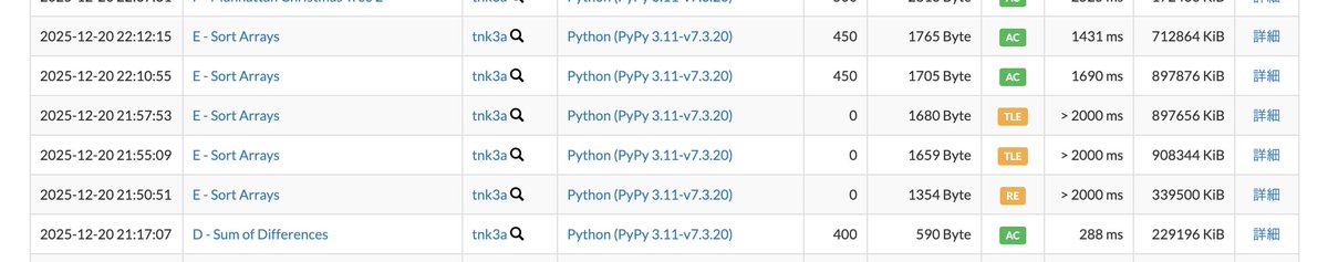 ajinori_atcoder's tweet image. E、アイデアは別に10分くらいで出てきてるんだよな、結局サボってると実装でバグが出てきてこんな地獄絵図になると