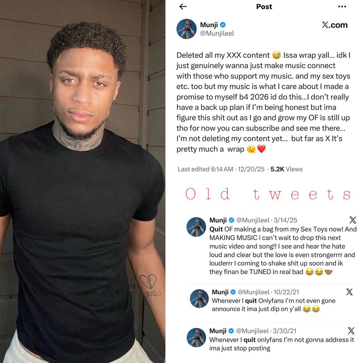 Amsupremetingz's tweet image. Munjileel decided to quit Adult content but someone pointed he did this before 👀👀