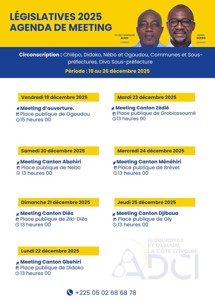 AGANON ! Hier Ogoudou. Aujourd'hui Nebo. Demain dans le Diès. 
Notre agenda de meeting 📍

Retrouvez les images inédites sur 👉 whatsapp.com/channel/0029Va…