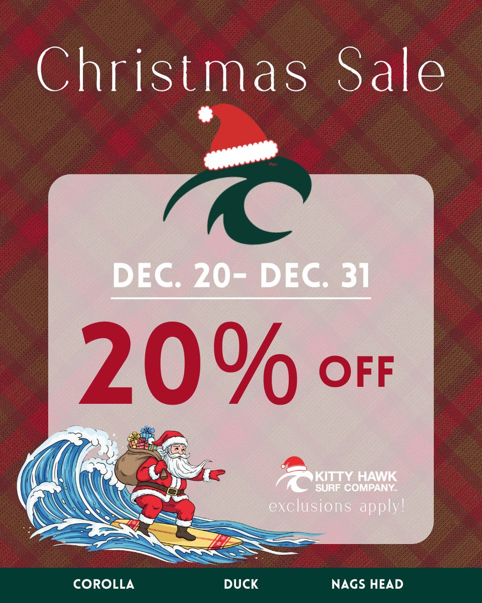 Our gift to you! 🎄🎁 20% off store wide, now until the end of the year! Come get that last minute Christmas shopping done and shop the coziest winter styles!🌊❄️

Exclusions apply!
