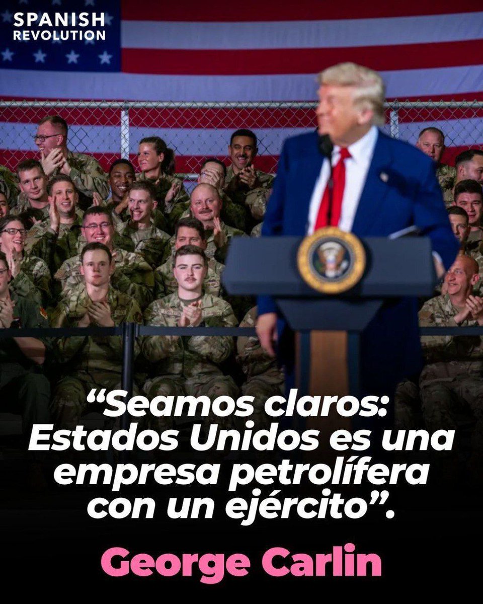 Spanish_Revo's tweet image. No es un país que haga guerras.
Es un negocio que las necesita.

Estados Unidos no se comporta como un Estado al uso, sino como una gran corporación extractiva con bandera, himno y ejército propio.
Cuando se acaba el enemigo, se fabrica.
Cuando se acaba la justificación, se…