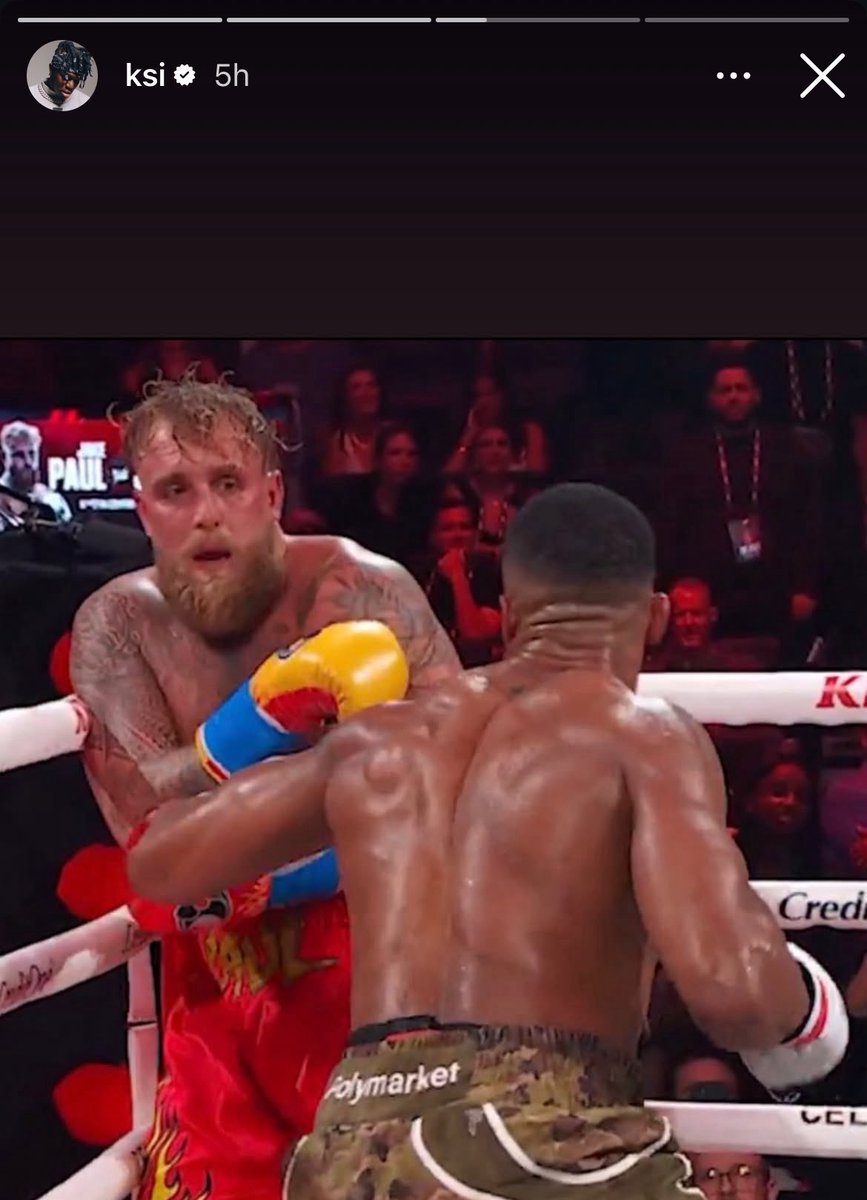 KayzzClips's tweet image. KSI posts on INSTAGRAM STORY after #jakepaulvsanthonyjoshua FIGHT!!😳

Clearly he’s trolling JAKE PAUL🤯

Will we see them fight next year??🤔