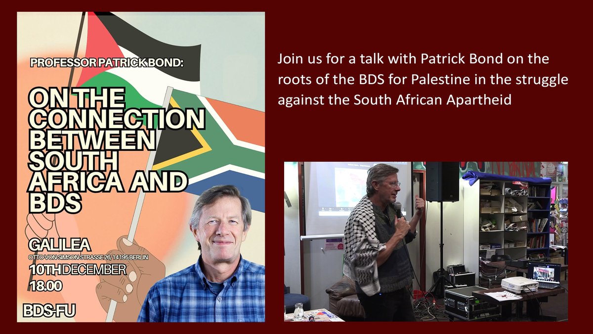 On the Connection between South Africa and BDS

Join us for a talk with Patrick Bond on the roots of the BDS for Palestine in the struggle against the South African Apartheid!

publicsolidarity.de/on-the-connect…