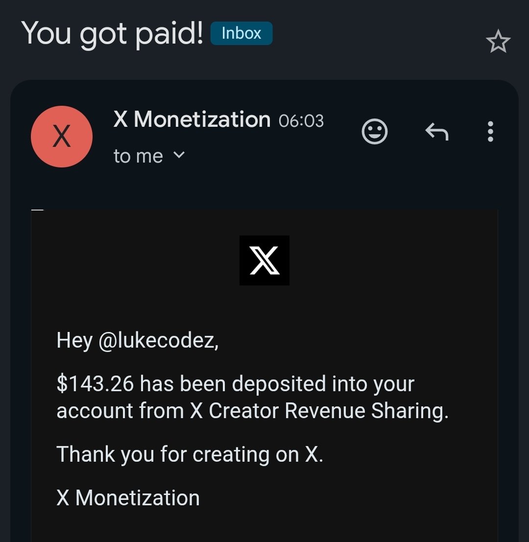 lukecodez's tweet image. Finally got my 6th payout
 
But i got only this much for 1 million views, why ?