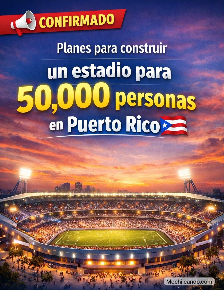 WilMochileando's tweet photo. 🚨 CONFIRMADO: El productor Paco López confirmó en declaraciones al podcast “El Tony” en Puerto Rico que ya tienen el terreno identificado y se encuentran en una etapa adelantada para la construcción de un estadio modular con capacidad para 50,000 personas.

El objetivo es poder realizar grandes eventos y conciertos en la isla y atraer artistas de calibre mundial como Beyoncé, Coldplay, entre otros.

🏟️🇵🇷 Esto marcaría un antes y un después para el entretenimiento en Puerto Rico.