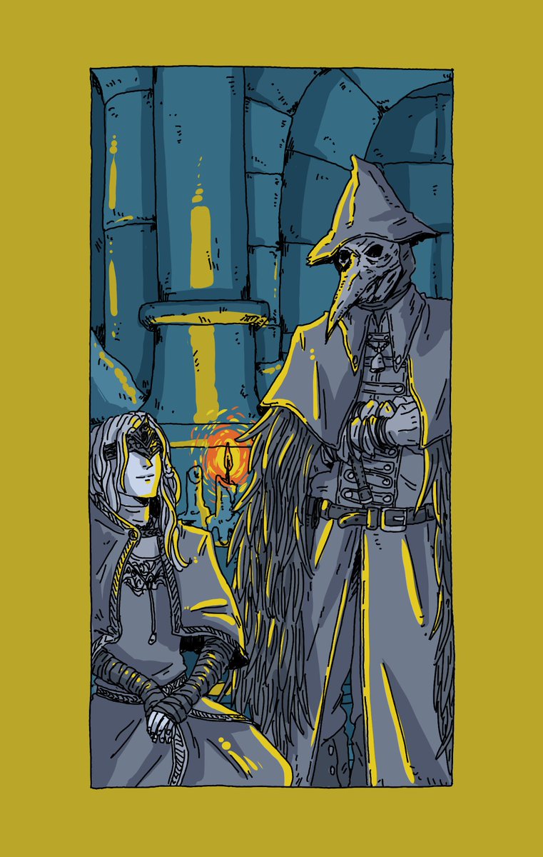 bwlkn's tweet image. Got a request to draw the Fire Keeper and Eileen together 🔥🐦‍⬛
