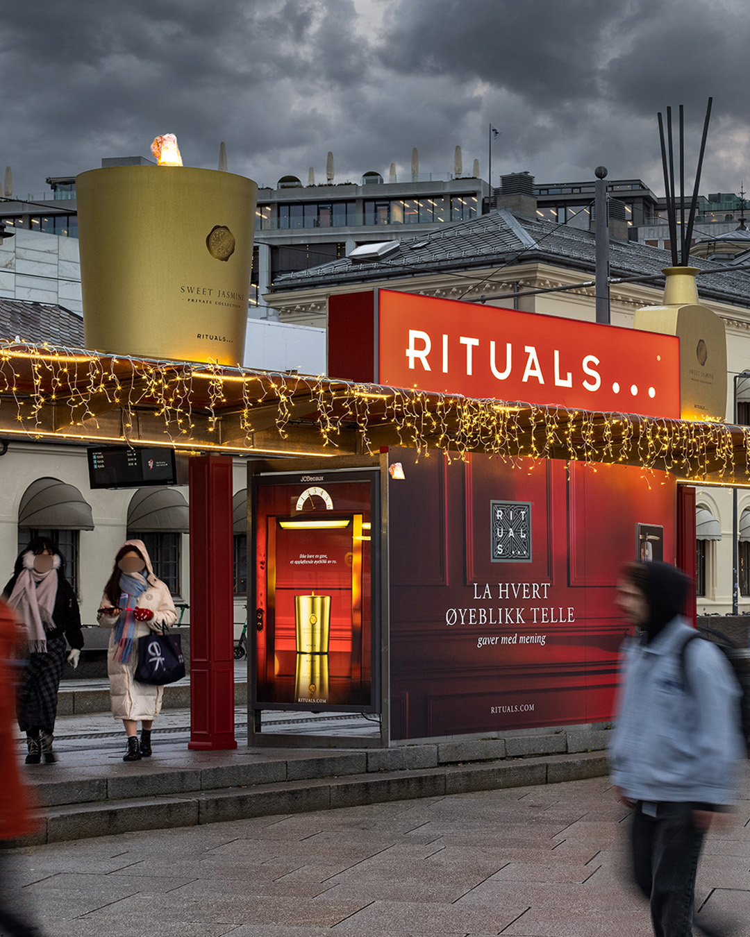 Rituals Cosmetics tram shelter activation in Oslo by JCDecaux