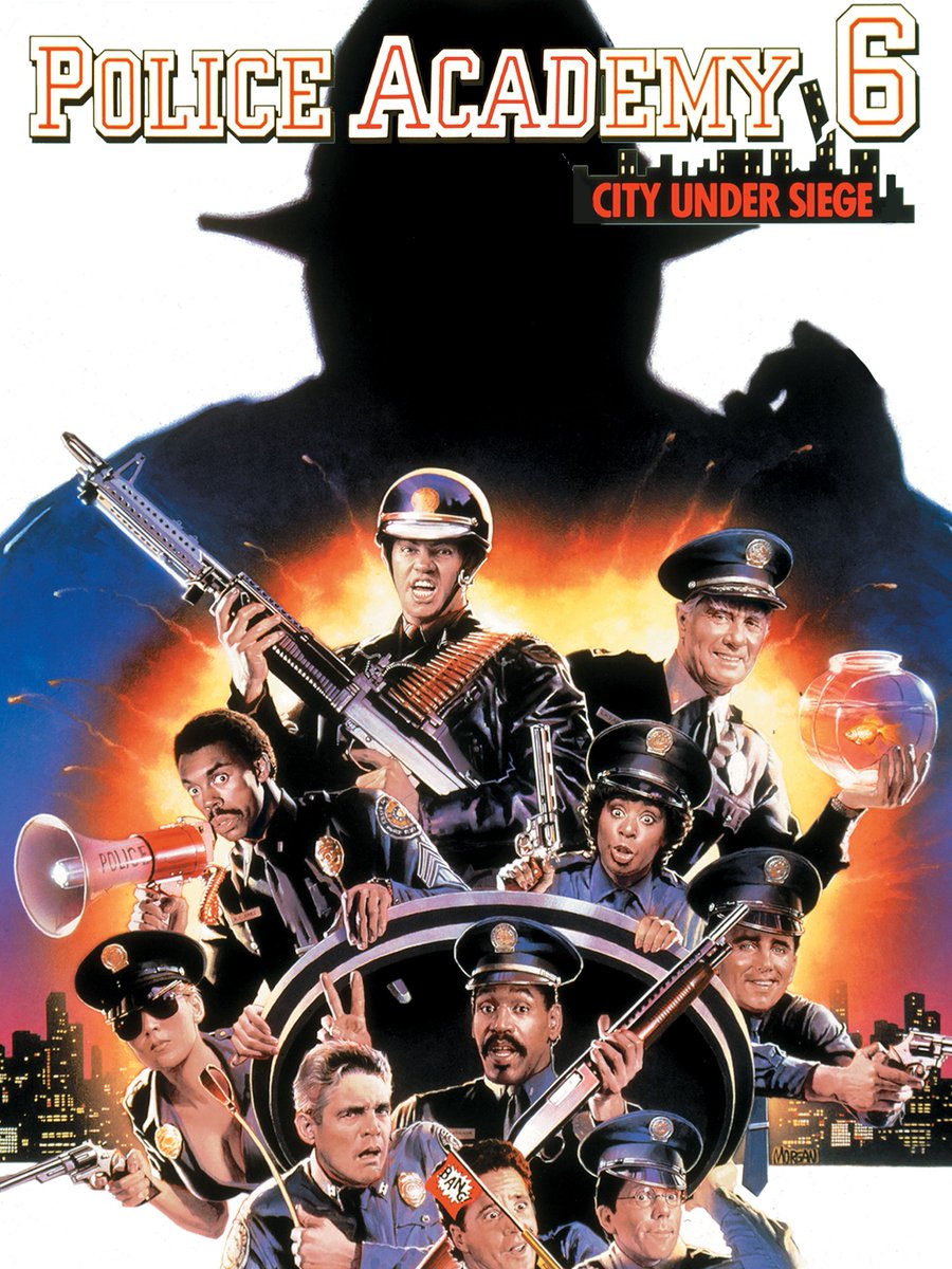 #NowWatching Police Academy 6: City Under Siege (1989). Accident prone Sgt Fackler is brought back after a two-film absence <a href="/goarls/">Natureboy🙈🙉🙊👁</a> <a href="/ShawnWillemse/">Shawn Willemse</a>. Hard pass for me as there is not one impromptu scene at the Blue Oyster Bar in this.