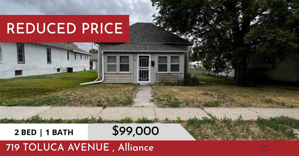 Forrest_sells's tweet photo. 📍 Reduced Price 📍 This recently reduced home at 719 Toluca Avenue  in Alliance won't last long, so, don't wait to set up a showing! Reach out here or at (308) 763-1305 for more information!

Proudly Serving All of Western Nebraska!! https://t.co/0tkkf5bJsx https://t.co/OaZTHjHKrn