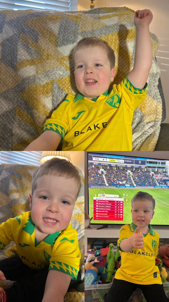 Purchased the Norwich shirt today thanks to <a href="/ChrisReevo/">Chris Reeve</a> and the 2 x anonymous canaries! We thought we had a lucky winning shirt…(nearly!) He loves it though 💛💚⚽️
