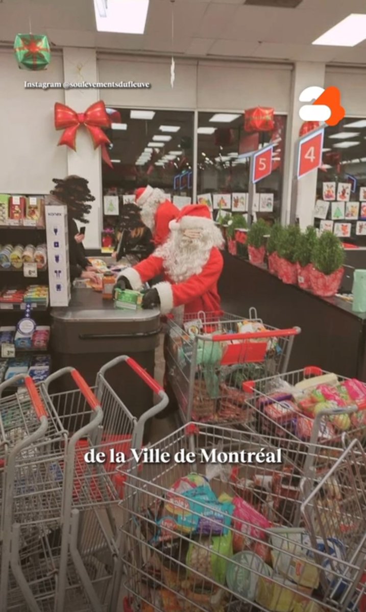 Un grupo disfrazado de Papa Noel y duendes robó alimentos por un valor de 3.000 dólares de un supermercado de Montreal (Canadá) y los redistribuyó gratuitamente en espacios comunitarios, dejando un comunicado de reivindicación y mensajes anticapitalistas:

24heures.ca/2025/12/17/des…