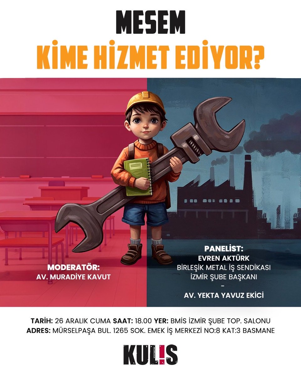 26 Aralık Cuma günü saat 18.00'da olacak MESEM konulu panelimize tüm  arkadaşlarımızı bekliyoruz!