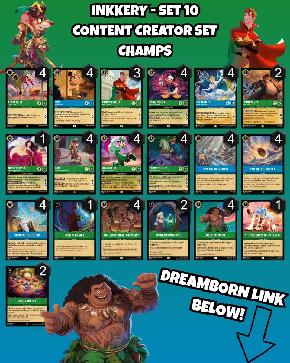 Inkkery_Chris's tweet photo. Made the Top 8 of the UK Content Creator Set Champs! 🟢🔵
Not much I would change about my list. However the Amethyst Steel Matchup needs some work.
Huge thanks @RavensburgerUK and @DisneyLorcana for inviting me along.
#DisneyLorcana #lorcana #lorcanadecks https://t.co/bBPmALUWZl