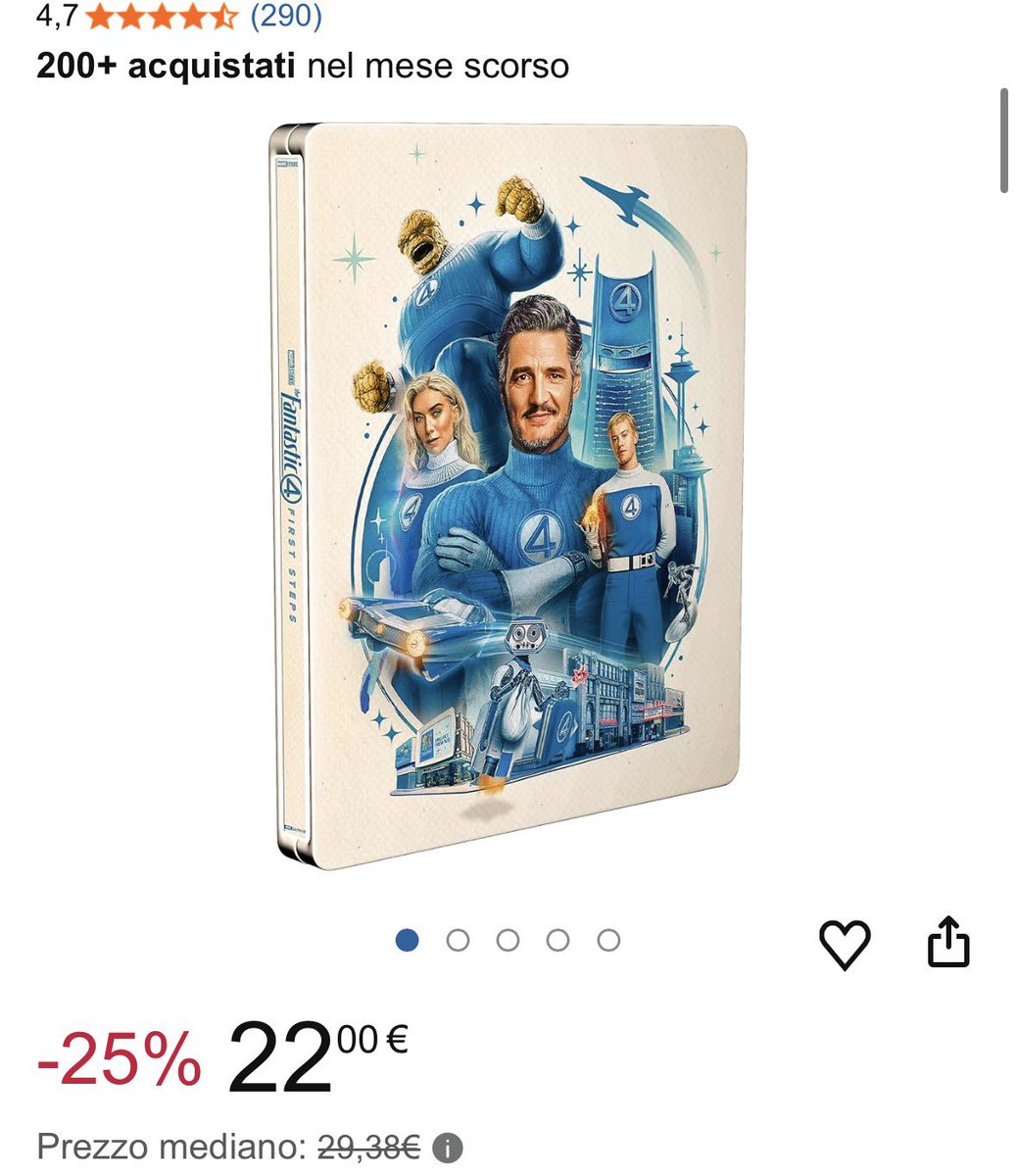 Dobra promka na #FantasticFour w steelu 4K na włoskim Amazonie. Audio i napisy polskie. Z wysyłką mamy 25,37 euro / 106 zł vs 169 zł na naszym rynku. Link do oferty: amzn.eu/d/8cTg6oO #TeamPudełka