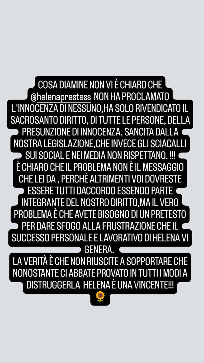 Presunzione di innocenza !!
Dovreste essere felici che qualcuno ancora si ricordi che esiste e che chieda rispetto prima di un eventuale caso di imputazione, il conseguente processo e il verdetto dei tre gradi di giudizio. Rispetto. Grazie <a href="/helenaprestes/">helenaprestes 🐅</a>