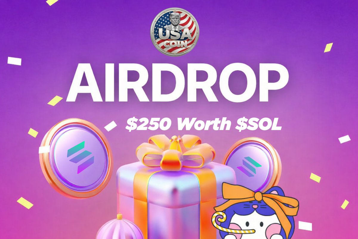 🪂 USA Coin #Airdrop

🏆 Reward: $3 Worth $SOL each for 50 Random Winner

👨‍👨‍👧‍👧 Referral: $100 Worth $SOL total for Top 15 Referral

🔗 Airdrop Link: t.me/USACoinAirdrop…

⌛️ End Date: 27th January, 2026
🏦 Distribution: After Airdrop End 

🔘 Do the complete all tasks on the bot