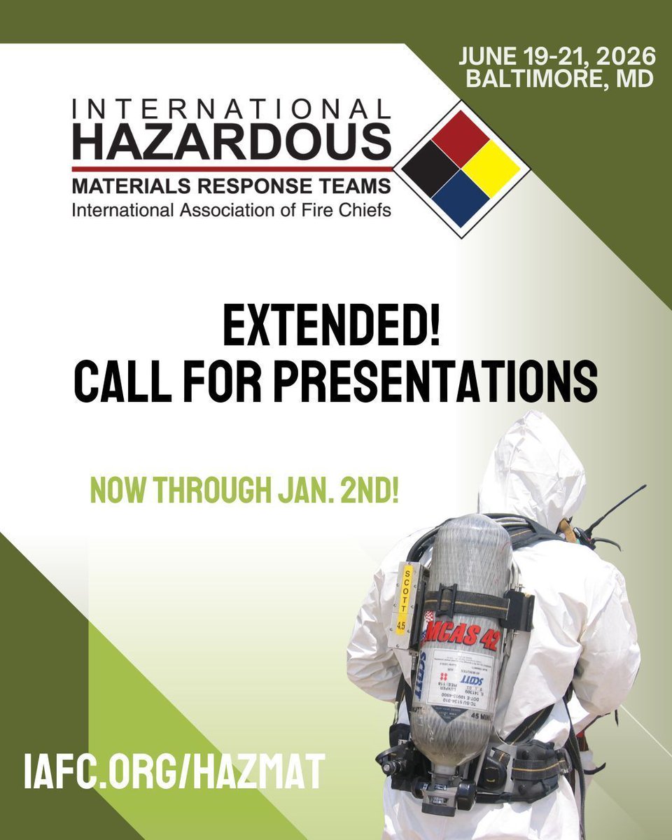 ⏰ There’s still time! The HazMat Call for Presentations has been extended through January 2.

Have expertise, lessons learned, or innovative approaches to share? Submit your proposal and be part of the conversation.

👉 Submit now: buff.ly/ptlRpYa