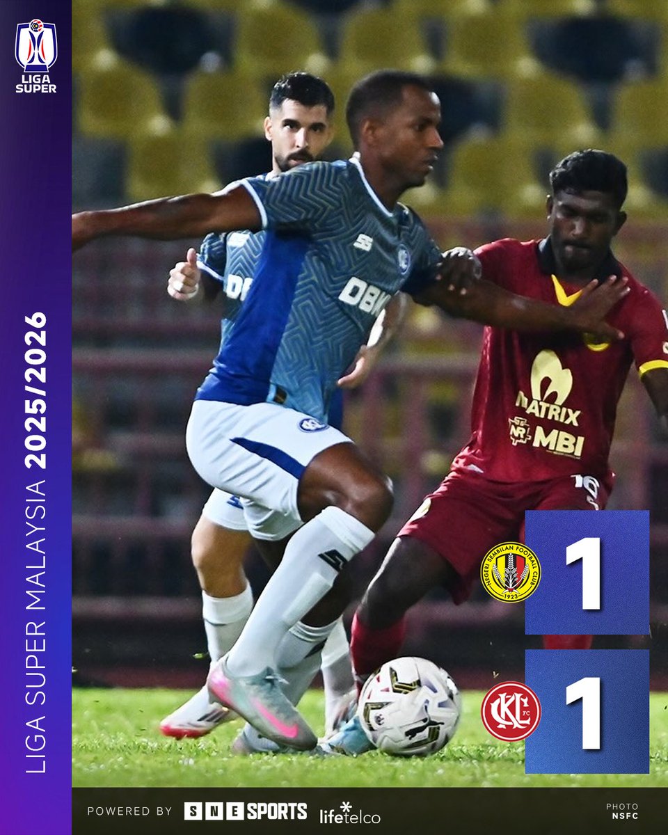 SNE_Sports's tweet photo. #LigaSuper 2025/26 Matchday 12 Results
FT: Negeri Sembilan FC 1-1 Kuala Lumpur City
📷 : NSFC
#NSEKLC #NSFC #KLCity
#SNESports
#LifeTelco https://t.co/CTZW7Hi0Vr