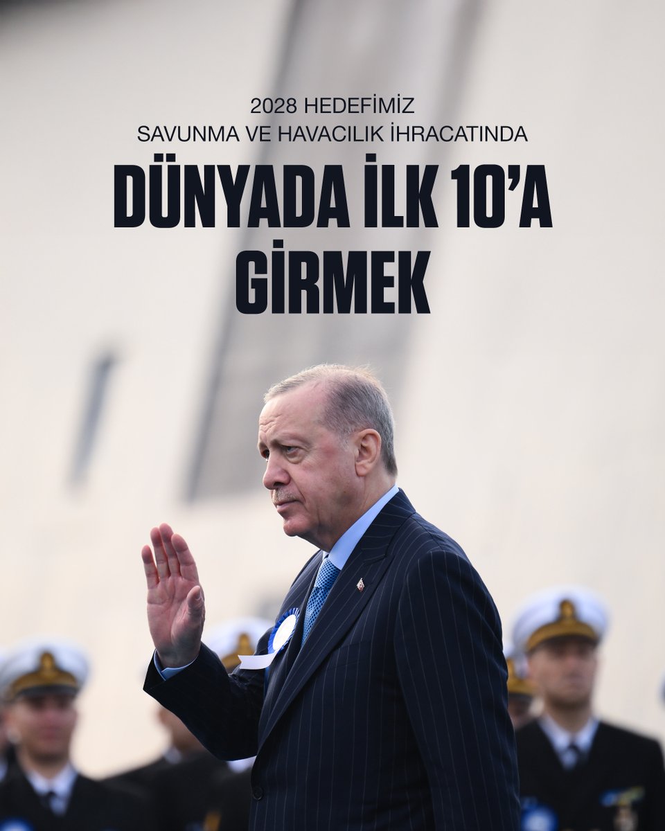 Türkiye olarak savunma sanayisi alanında yürüttüğümüz her projede ürün geliştirmekle kalmıyor; ekosistemi, insan kaynağını ve teknoloji üretim kapasitesini de büyütmeyi hedefliyoruz.

Şu anda savunma ihracatında dünyanın en büyük 11’inci ülkesiyiz.