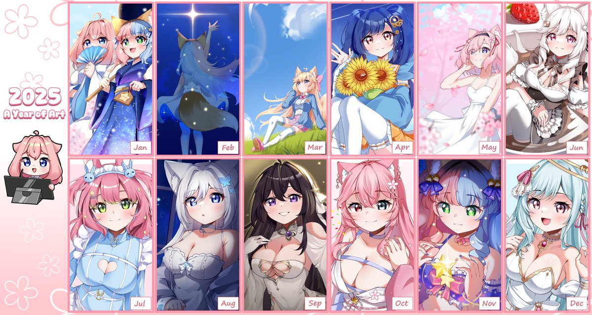 My Art Summary for 2025 🩷

The year's nearly come to an end so I may as well show off some of my art from this year! I tried to include a bit more variety this time and I'm really happy with the work I did this year. I hope I improved a bit from last years art 🙏