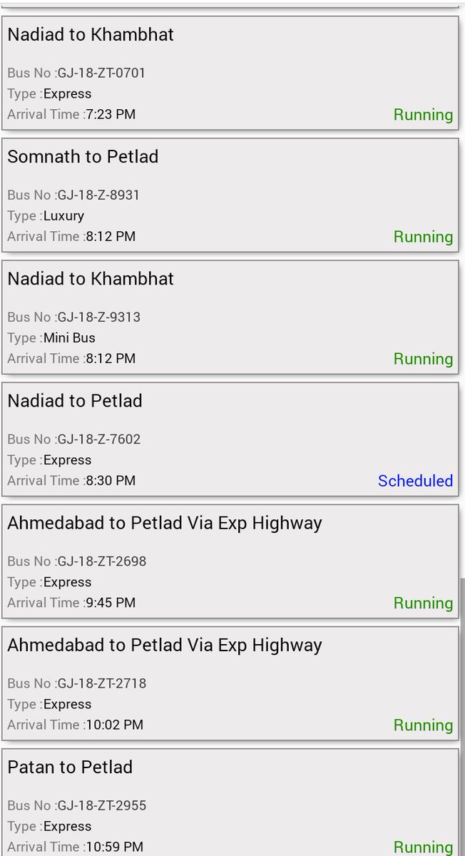 SkydecSky's tweet photo. @sanghaviharsh @CMOGuj @Bhupendrapbjp @OfficialGsrtc 
Nadiad bus stop no samaypatrak ane 2 regular bus upadwano samay https://t.co/nIs6KydnAU