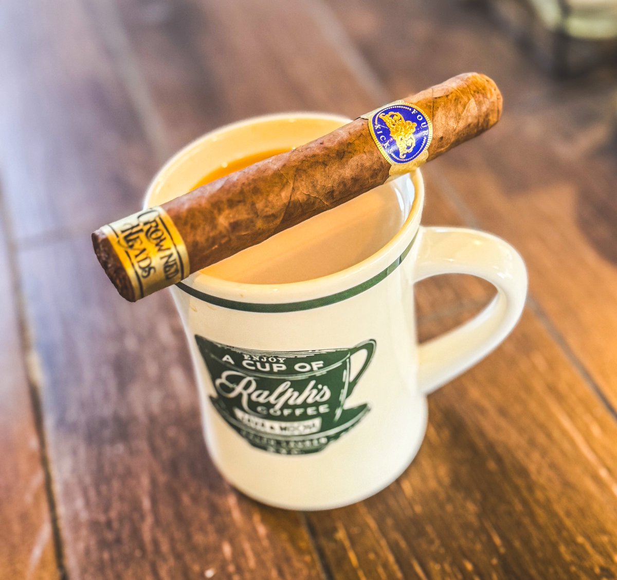 stogiedad's tweet photo. Thoroughly enjoying a morning watching College Football X implode. It’s a good day to be a Bama fan. Celebrating this chilly AM with my #coffee and a @TheCrownedHeads #FourKicks Capa Especial. Continuing the good work vibes for sure. #CYOP #nowsmoking #CigarsOnX #RollTide https://t.co/wfldcfsRwY