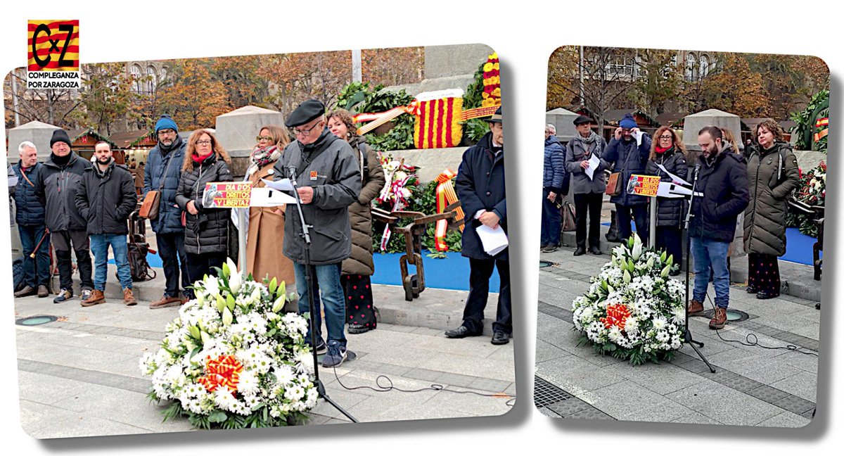 Nuestros compañeros de <a href="/TChunidos/">Partido Carlista de Aragón</a> y de <a href="/EstauAragones/">Estado Aragonés</a> leyendo el manifiesto en el día de los derechos y libertades del pueblo aragonés.