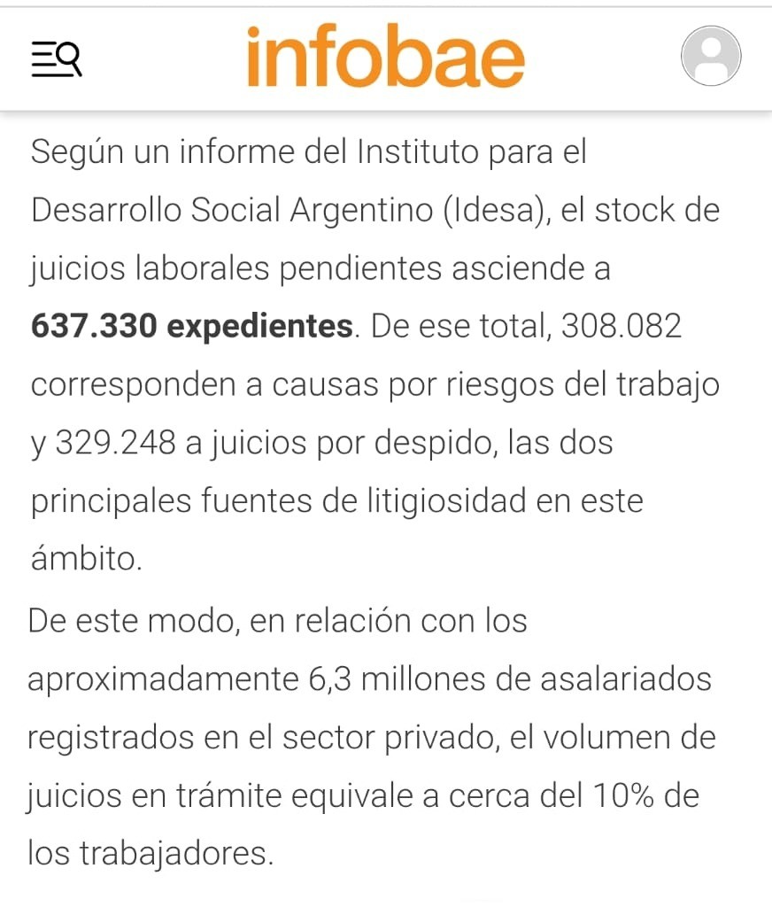 Esta es una de las formas más típicas de posverdad; y de tomar por idiotas a los lectores. Mirá cómo manipulan tu opinión:

Te dicen que "el 10% de los Trabajadores registrados" iniciaron juicios laborales. Cuando en realidad el análisis es el siguiente, si el mismo gobierno te