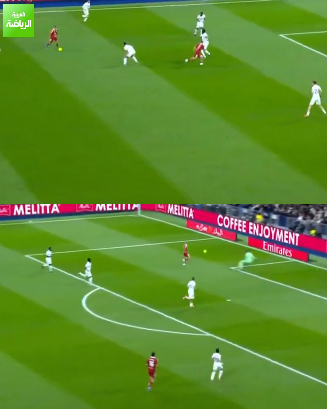 روميرو مهاجم إشبيلية يهدر انفراد تام بالمرمى. ريال مدريد 0 إشبيلية 0. الدوري الإسباني. سانتياغو برنابيو 