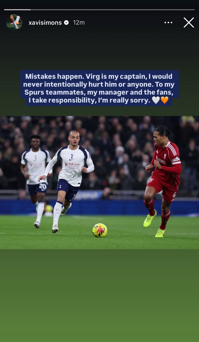 lamewayz's tweet image. Xavi Simons message following his red card.   via IG
