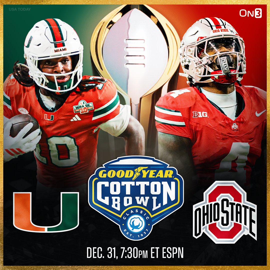 Miami takes down Texas A&amp;M to advance to the Cotton Bowl vs. Ohio State‼️

Who will win?👀