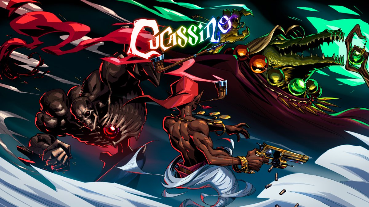 No começo do ano, eu e uns amigos participamos de uma gamejam e fizemos um jogo misturando mitologia brasileira e influências de Hades. Vou FINALMENTE postar todas as artes que fiz para o projeto 🐊🔻✨️