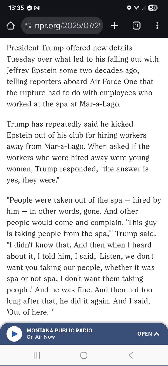 MagickRitual's tweet photo. @TheSatoshiVibes @LePapillonBlu2 Trump himself said the reason for their falling out was because Jeff the sex trafficking teenage girl lover was taking "young women" away from Mar-A-Lago to go "work" for himself instead of Trump. https://t.co/FUlkza8YMn