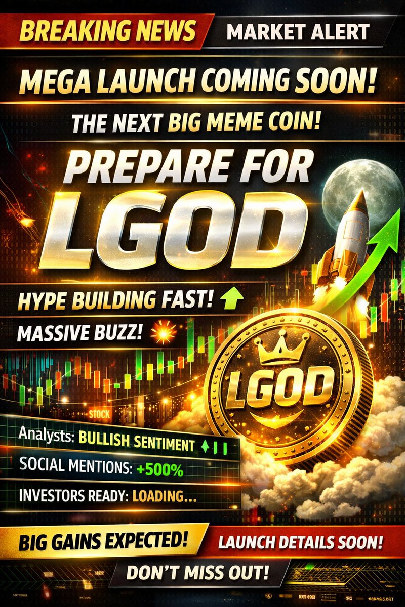 LazygodC's tweet photo. 📢 LGOD COIN – BIG BREAKING NEWS UPDATE (Market Style)

Crypto Market Desk | Special Report
A major development is emerging in the meme-coin sector as LGOD Coin prepares for its official entry into the market. According to early community signals and rising online activity, LGOD is expected to become one of the most talked-about launches of the season.

Market analysts are closely watching the project as LGOD has already generated significant hype on social media platforms, especially on Crypto Twitter, where traders and influencers are eyeing the token for its potential early-stage momentum.
Sources reveal that the LGOD launch may introduce a fresh wave of community-driven trading, with early supporters predicting strong volume activity in the first 24 hours of release. Traders believe that the coin’s meme energy, combined with aggressive marketing, could trigger rapid adoption among retail participants.

In the pre-launch phase, online mentions, hashtags, and engagement related to LGOD have surged sharply, indicating a strong interest from new investors looking for the next breakout meme coin. Many expect that once the token goes live, initial liquidity movement and buy-pressure could create a significant upward trend, similar to other successful launches seen earlier this year.
Market watchers suggest keeping a close eye on the official announcement window, as the project team is expected to release key updates regarding launch timing, liquidity, and community rewards.

Crypto analysts advise traders to remain alert, saying:
“LGOD is shaping up to be one of the biggest upcoming meme-market entries. Early hype is unusually strong, and community expansion is happening faster than average.”

With growing attention and increasing speculation, LGOD is positioned as a potential major player in the meme season.
All eyes are now on the official launch — and the market is waiting