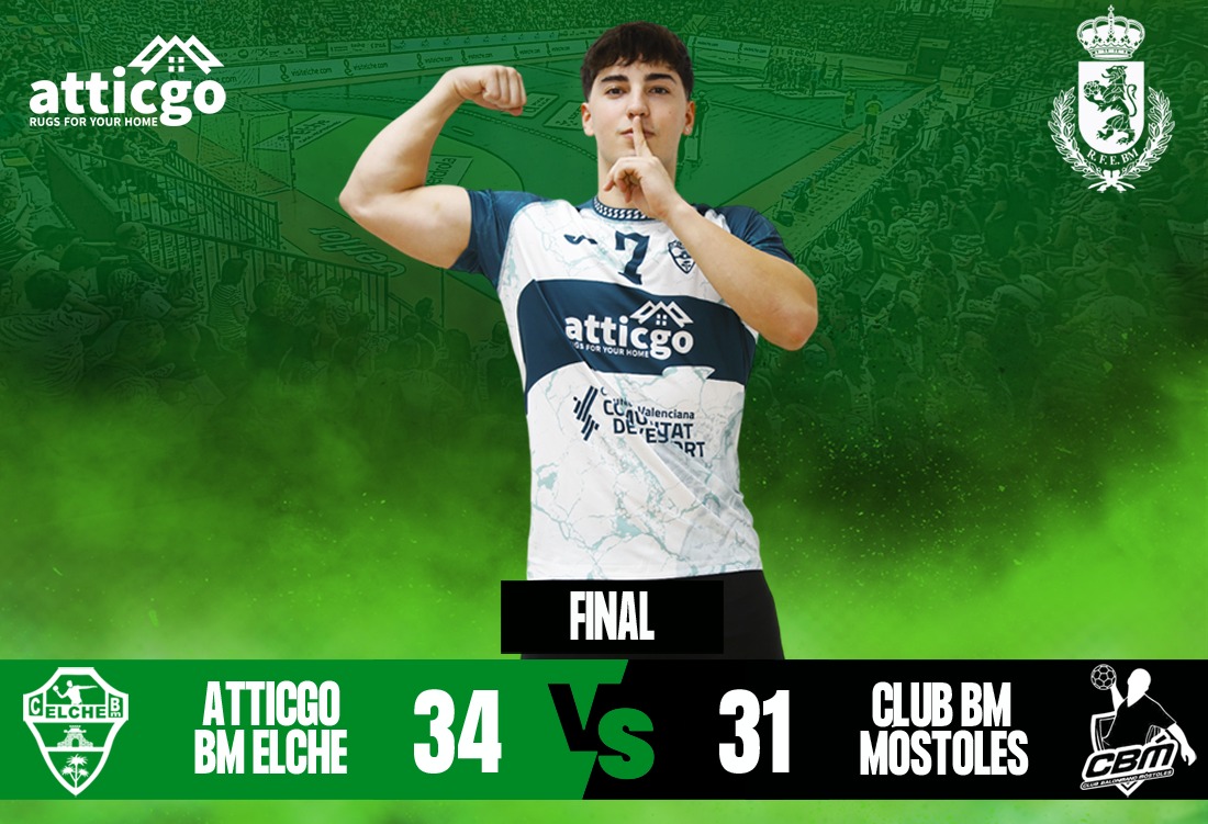 El <a href="/cbm_elche/">Atticgo Balonmano Elche</a> despide el año en Primera Nacional ganando por 34 goles a 31 ante el Móstoles. Una victoria fundamental para seguir muy vivos en la pelea por la permanencia. #Elche <a href="/Fbmcv/">#ComunitatDelHandbol 🧡💙</a> <a href="/RFEBalonmano/">RFEBalonmano</a>