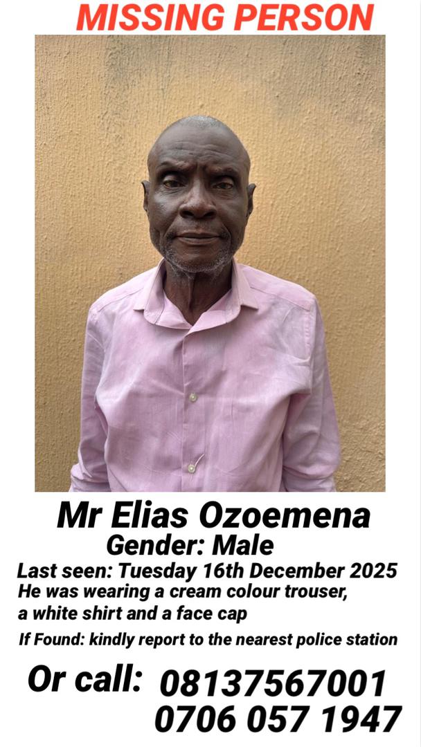 Please, he got lost somewhere around Egbeda and its environs. Help us contact the police if you see him.