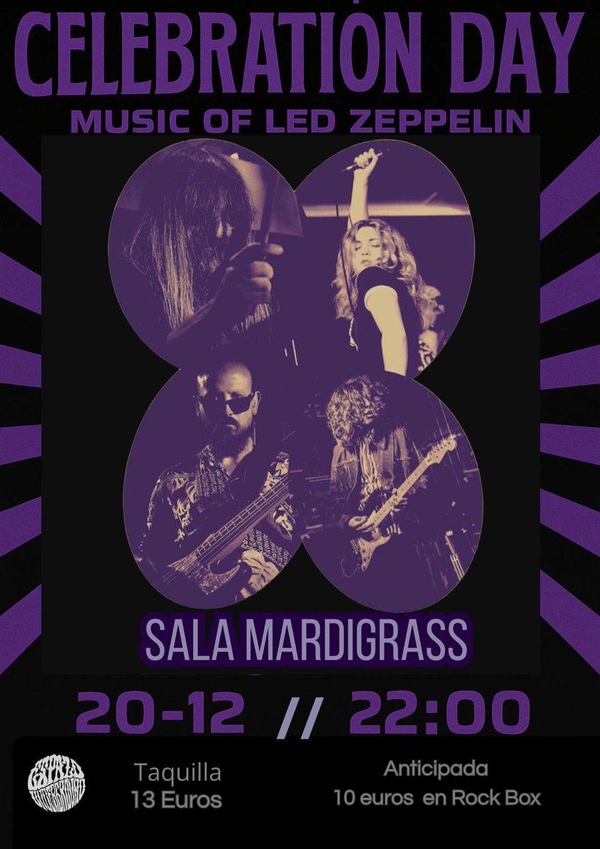 Hoy en la <a href="/SalaMardiGras/">Sala MardiGrasCoruña</a> toca tributo a Led Zeppelin de la mano de Celebration Day

Apertura 22:00h
Inicio 22:30h

Entrada 13€

#acoruña #coruña
