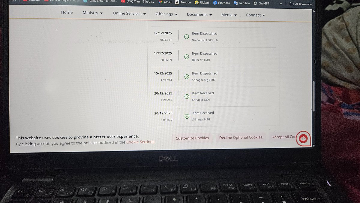AnuragPanditt's tweet photo. @PostOfficeIndia 
@PMOIndia
@myogioffice
it is very shameful and painful for postal department,the article no HC051475898IN booked 12th of December. It should come to Shamli with  PIN 247776 ,but in place of coming Shamli it has been sent to Srinagar at 20th December 2025. https://t.co/SHe9IsjSDf