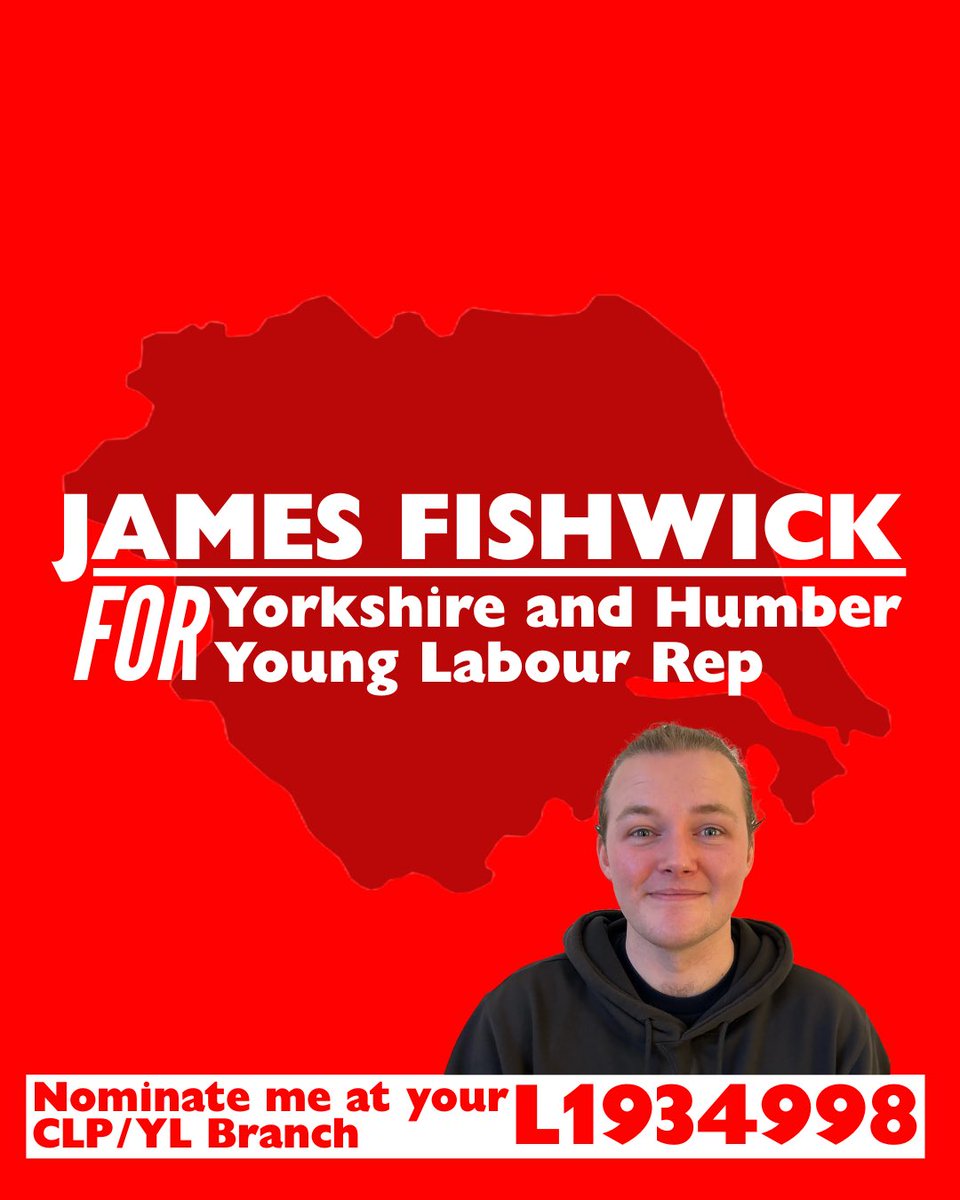 Young members in Yorkshire and Humber deserve better. 

For years now we have not been allowed our democratic structures. This is must change.

I am standing for Yorkshire and Humber Rep on Young Labour to change this.

Please nominate James Fishwick (L1934998) at your CLP