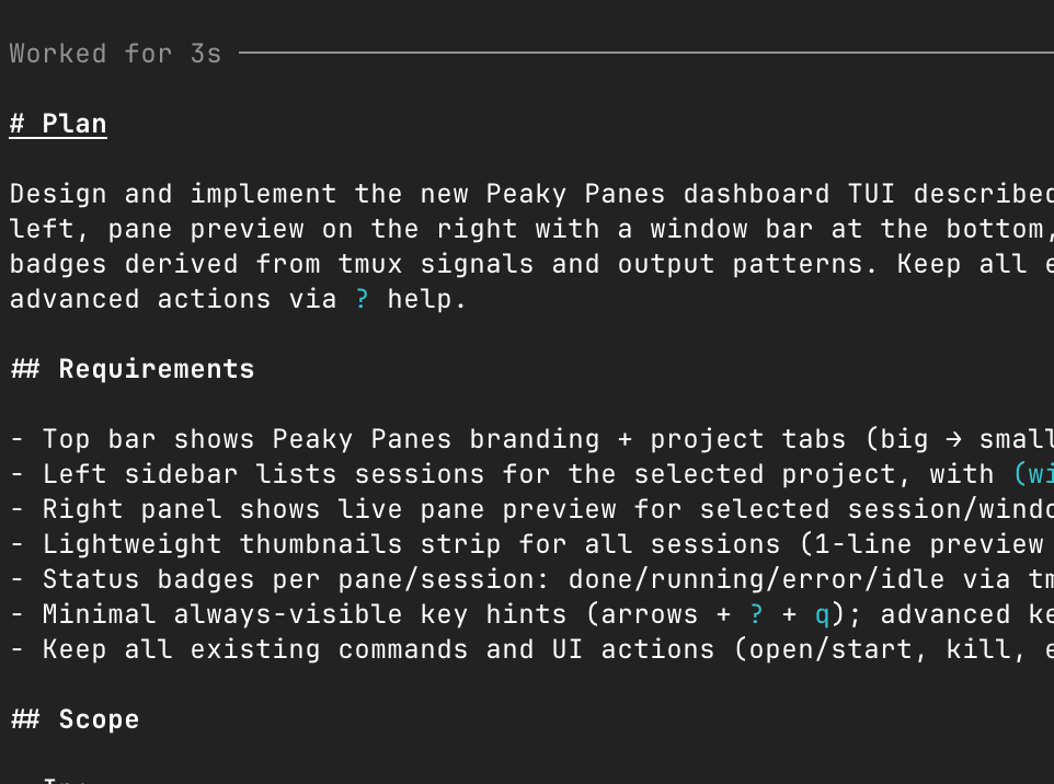 Codex plan skill markdown view