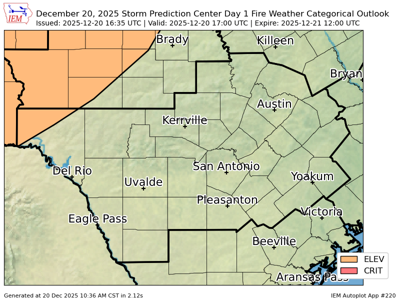 ScannerAtx's tweet image. #SPC issues Day 1 Elevated Fire Weather Risk at Dec 20, 16:35z for EWX spc.noaa.gov/products/fire_…