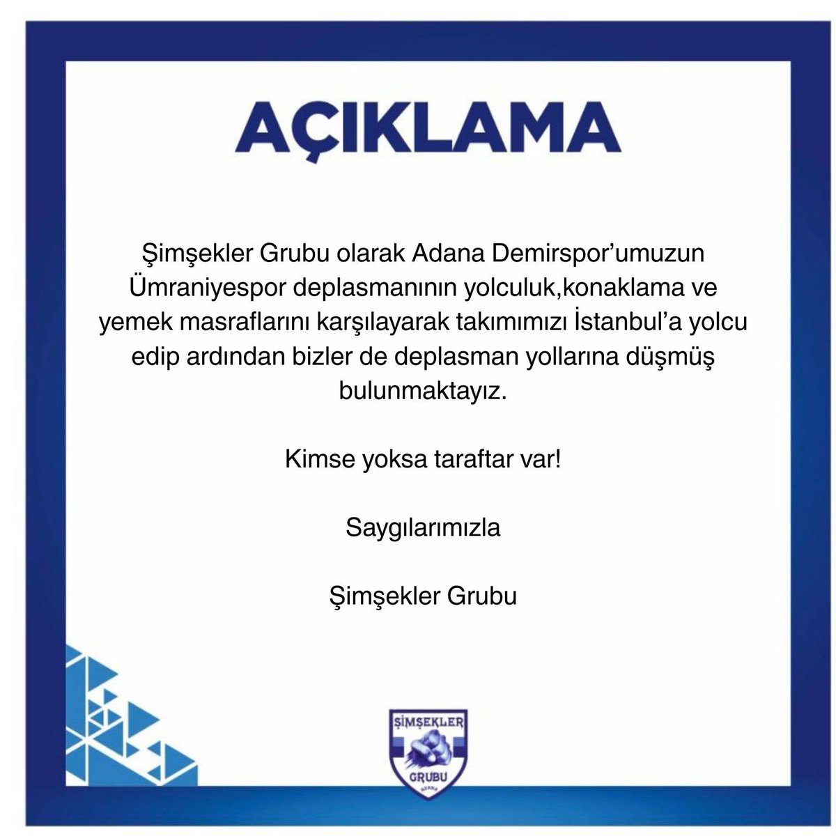 Kimse yok sadece TARAFTAR var!

#ŞimşeklerGrubu