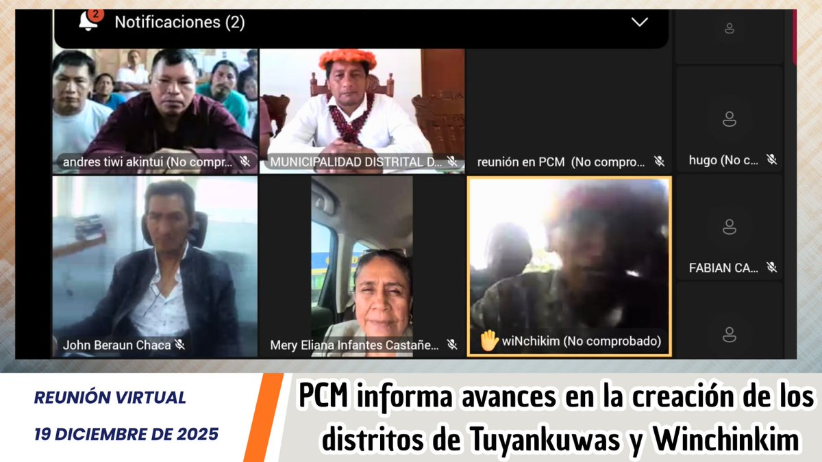 Participé en una reunión informativa de la SDOT – PCM sobre el avance para la creación de los distritos de Tuyankuwas y Winchinkim en Amazonas.

Gracias a la Ley N.° 32036, de mi autoría, el proceso avanza y ya se cuenta con opinión favorable de RR.EE. para