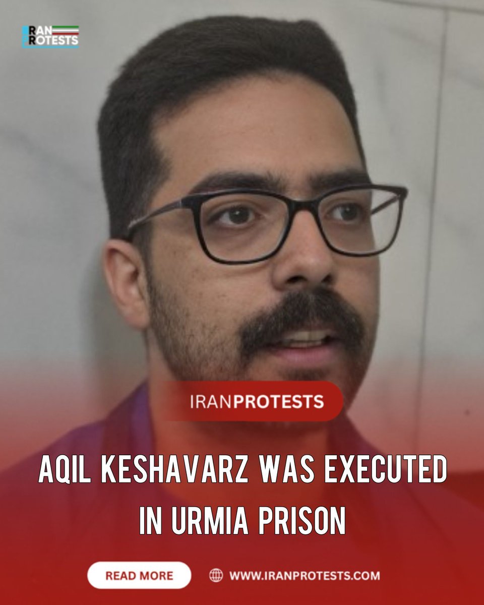 IranProtestsCom's tweet image. At dawn, Mizan News Agency, affiliated with Iran’s judiciary, announced the execution of Aqil Keshavarz, an architecture student at Shahroud University, on charges of ‘spying for Israel.

According to the report, the 27-year-old was arrested while traveling to Urmia during what…