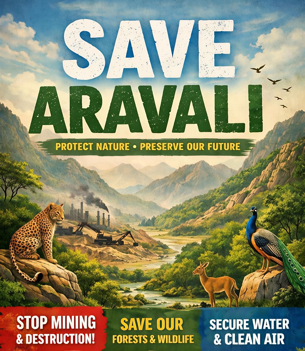 * Protect Nature
* Preserve our Future
#SaveAravalli #SaveAravaliHills  
 • Stop Mining &amp; Destruction 
• Save our Forests &amp; WildLife 
• Secure Water &amp; Clean Air 
#AravaliBachao