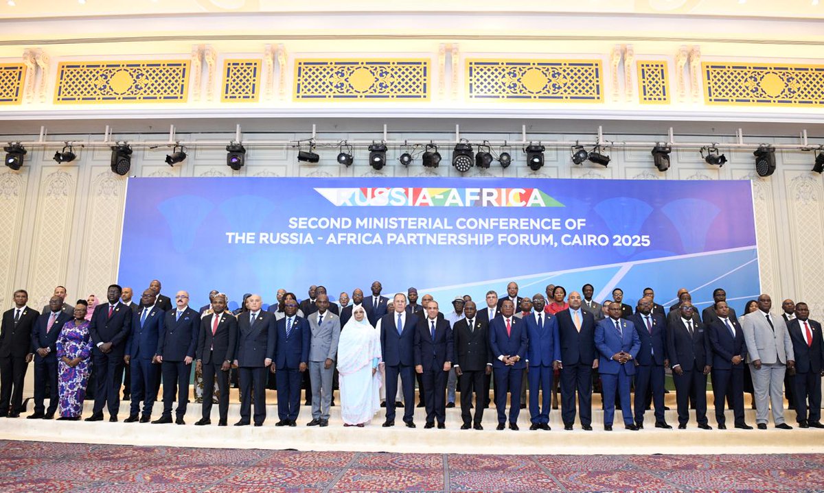 MoFA_ZW's tweet photo. Today, Hon. Prof. dr. Amon Murwira attended the second ministerial conference of the Russia-Africa Partnership Forum, which commenced in Cairo today.

The conference was held with the participation of more than 50 African countries at the ministerial level, in addition to representatives of several heads of regional and continental organizations. It was co-chaired by Egyptian Foreign Minister Badr Abdelatty, his Russian counterpart Sergey Lavrov, and Angolan Foreign Minister Tete António, the current chair of the African Union Council of Ministers.

The Second Ministerial Conference of the Russia–Africa Partnership Forum in Cairo is important to Africa as it strengthens strategic partnerships, supports economic development, and enhances Africa’s global influence.

The forum promotes cooperation in key areas such as trade, industrialisation, energy, mining, education, science, and technology, helping African countries move toward value addition, skills development, and sustainable growth. 

It also supports energy security, infrastructure development, and technology transfer.
By engaging Russia, African nations diversify their international partnerships, reinforce sovereignty and mutual respect, and strengthen their collective voice in global affairs, in line with Africa’s long-term development goals under Agenda 2063.