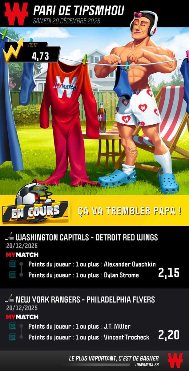 MhouTips's tweet image. 🏒🇺🇸 NHL - La montante

Palier 1 - Les points

🔥 Strome/Ovechkin + Trocheck/Miller

Côte@ 4.73

On est pas là pour rigoler

winamax.link/u9RX2

#TeamParieur