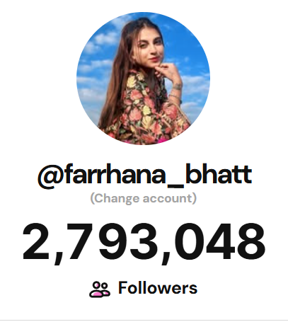 Someone in my comment section “we’ll unfollow Hana thn only she'll realize Bob’s worth”
I checked her Insta followers then vs now... she gained 1K+ followers in just 35 mins😭😭😭😭

#FarrhanaBhatt #FarrhanaRebellions