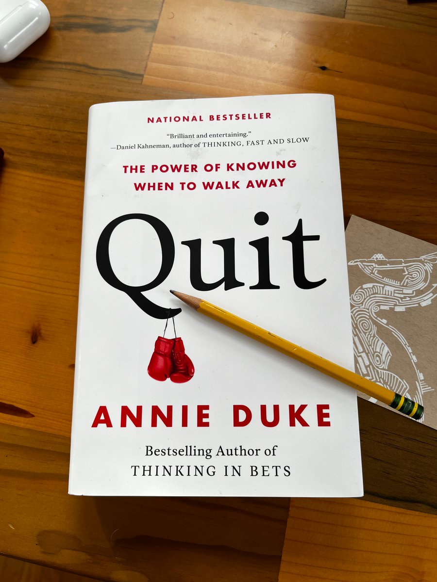 _JasonCorso_'s tweet image. Book of the year post! Of the 50ish books I read this year, “Quit” by @AnnieDuke is hands down the most memorable and impactful. 

Key message: knowing when to walk away is an overlooked superpower. Duke flips the script on grit, arguing that strategic quitting isn’t about giving…
